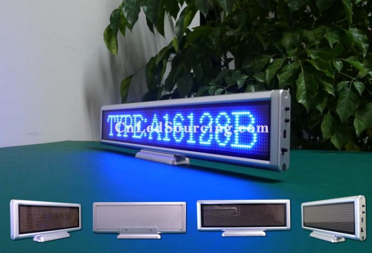 Indoor Electronic Message LED Signs|P3 Blue Color 16x128 dots Desktop LED Board - Click Image to Close