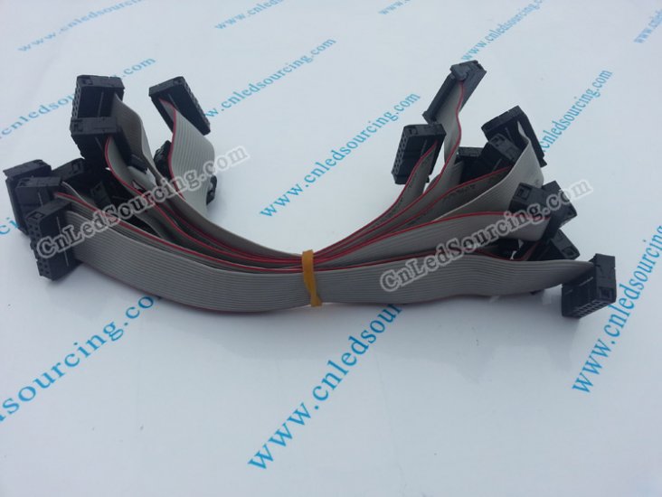 20cm Long 10pcs/Lot 16Pin LED Display Ribbon Data Cable with Sockets - Click Image to Close